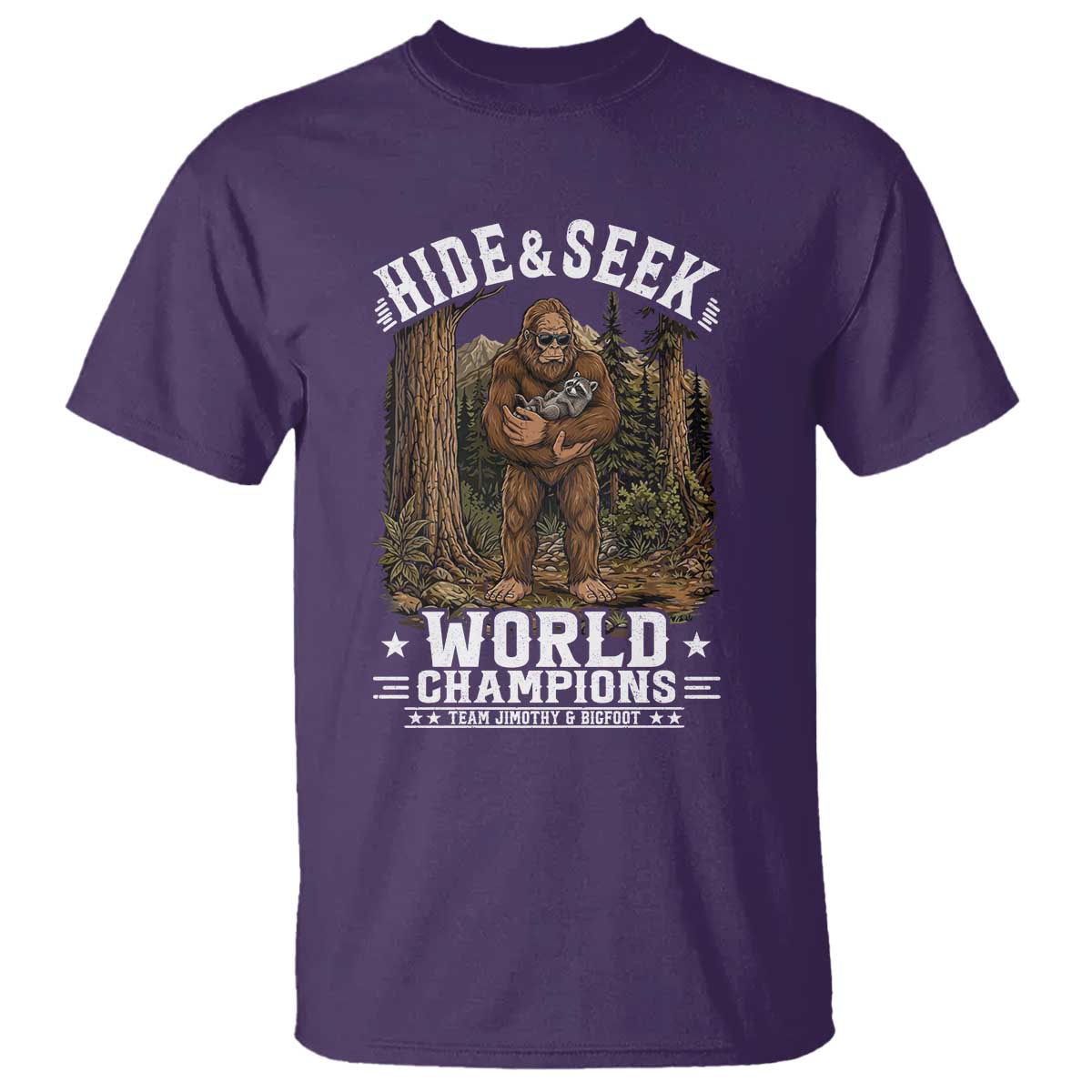 Bigfoot Jimothy The Raccoon Cryptid Animal Friendship T Shirt Hide And Seek World Champions