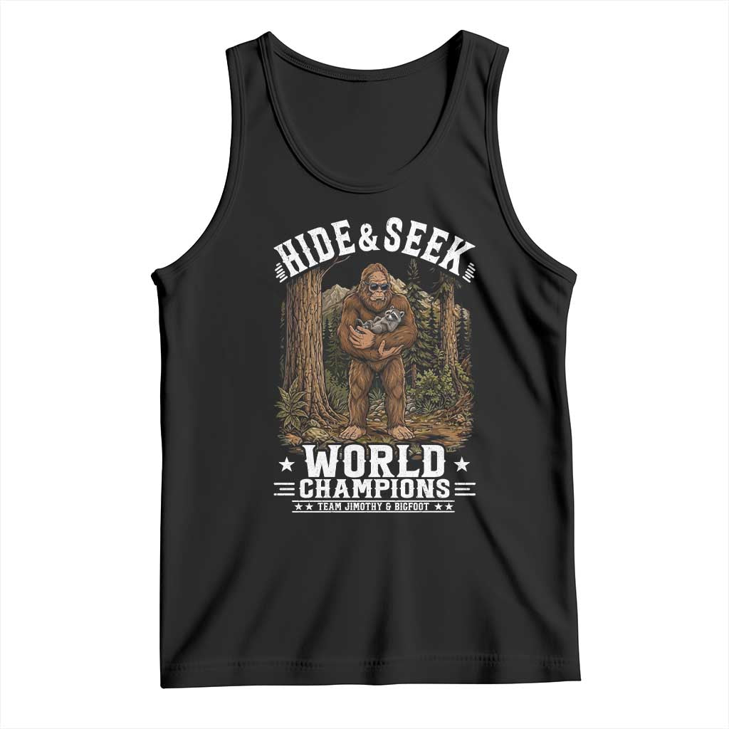 Bigfoot Jimothy The Raccoon Cryptid Animal Friendship Tank Top Hide And Seek World Champions TS12 Black Print Your Wear