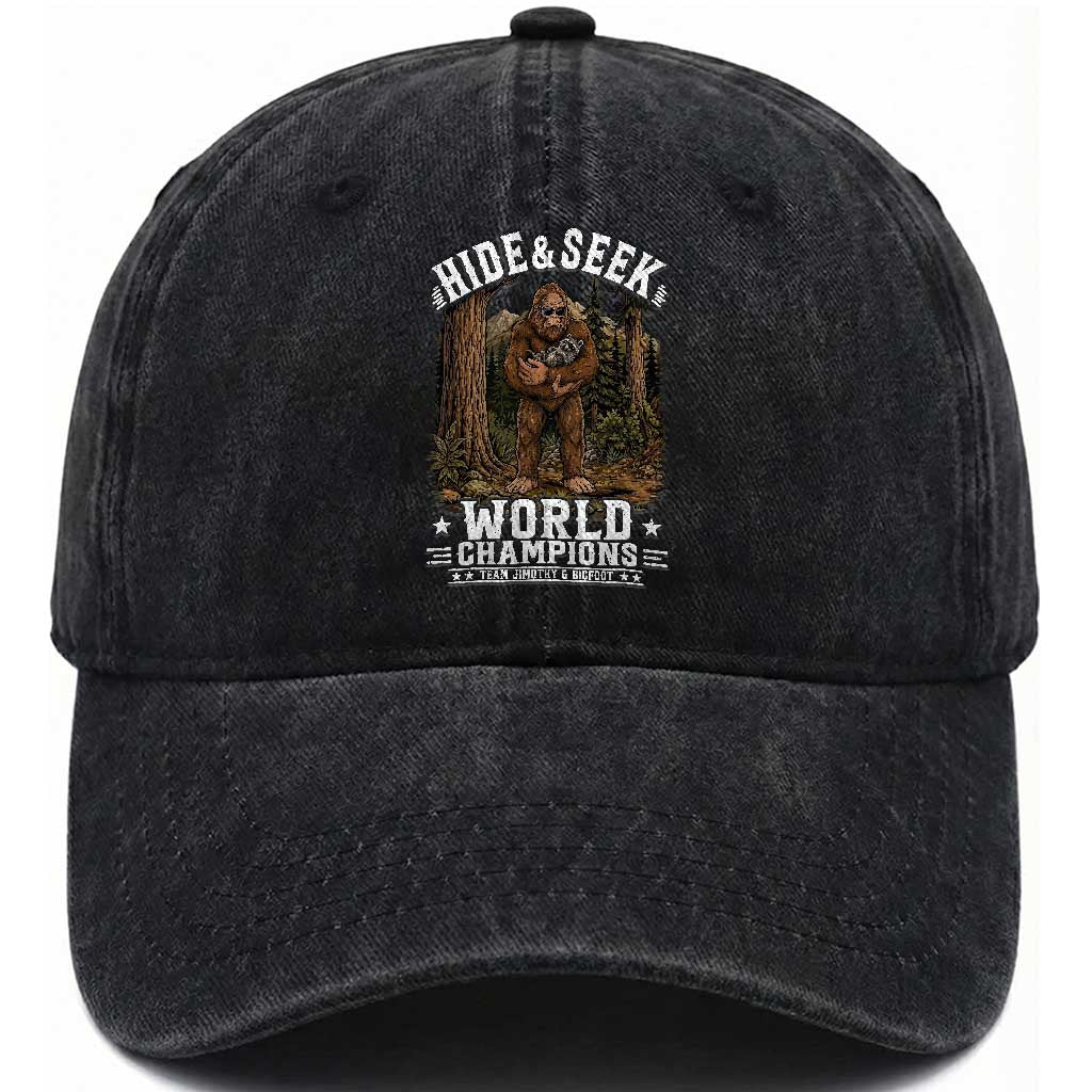 Bigfoot Jimothy The Raccoon Cryptid Animal Friendship Washed Cotton Baseball Cap Hide And Seek World Champions TS12 Print Your Wear