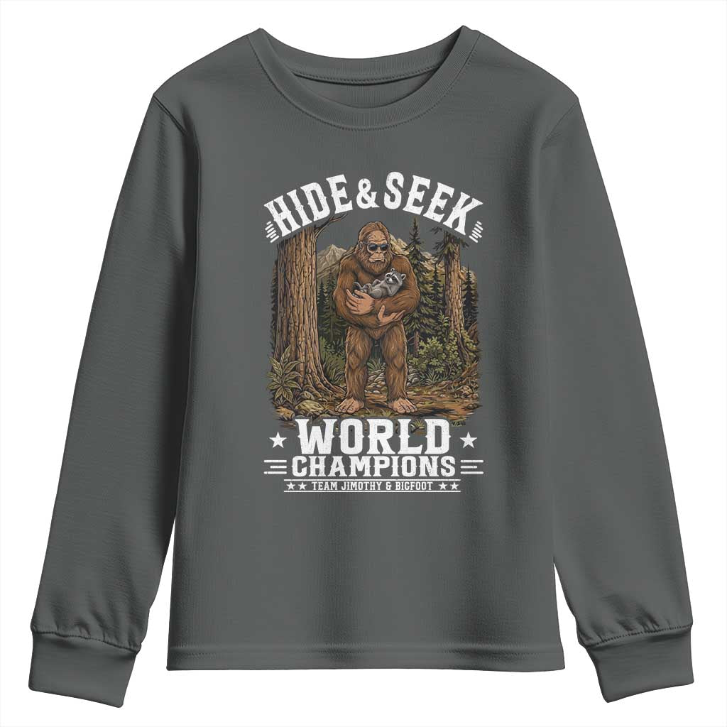 Bigfoot Jimothy The Raccoon Cryptid Animal Friendship Youth Sweatshirt Hide And Seek World Champions