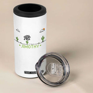Funny Jimothy The Raccoon 4 in 1 Can Cooler Tumbler Pixel Art Retro Gaming Trash Panda Meme