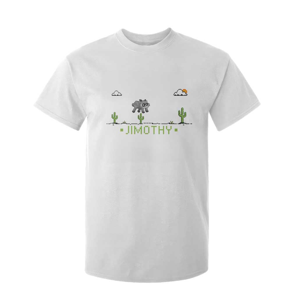 Funny Jimothy The Raccoon T Shirt For Kid Pixel Art Retro Gaming Trash Panda Meme