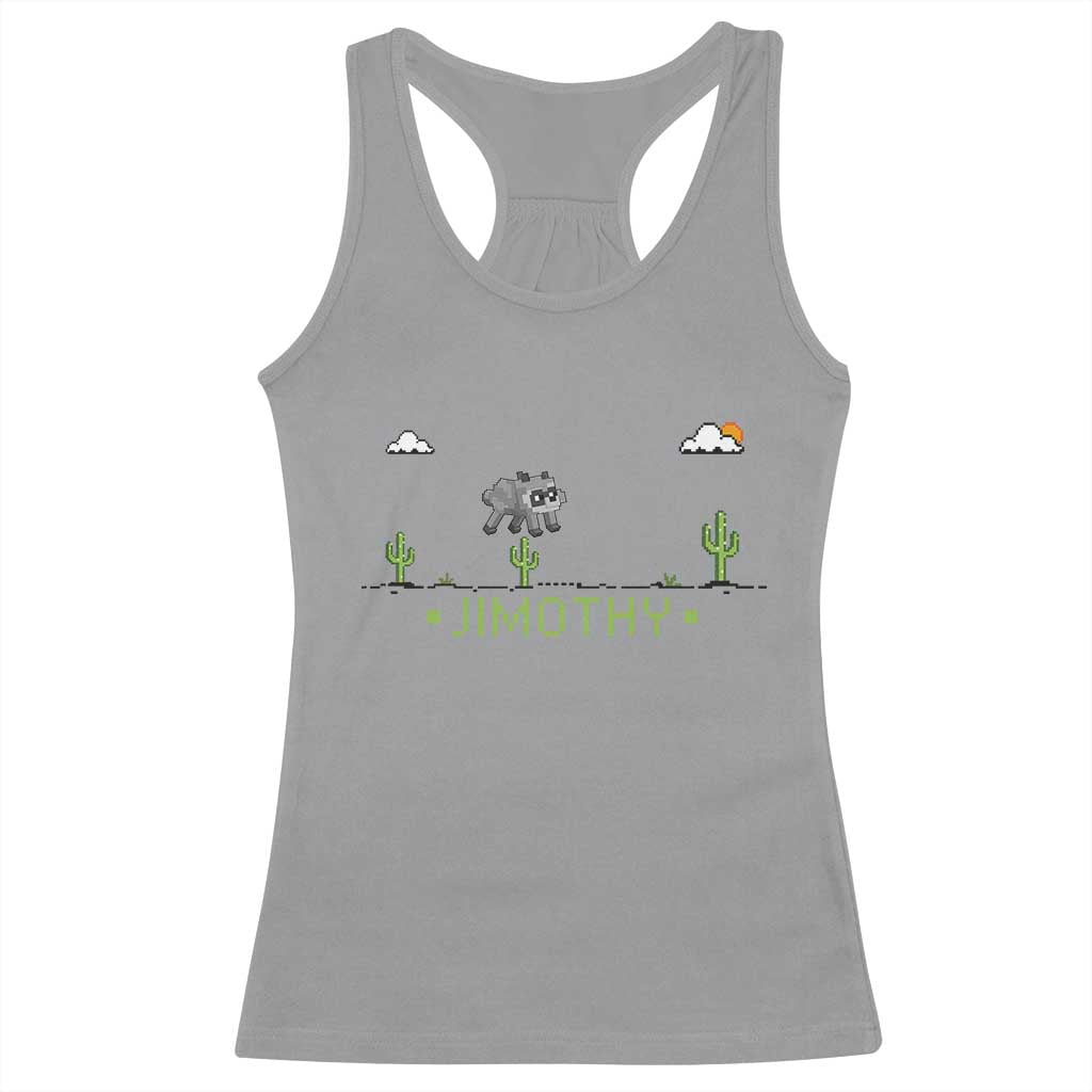 Funny Jimothy The Raccoon Racerback Tank Top Pixel Art Retro Gaming Trash Panda Meme