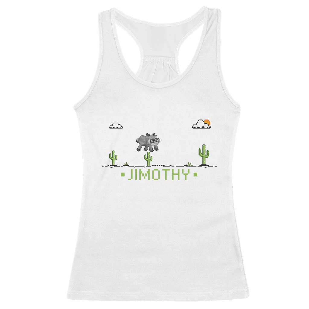 Funny Jimothy The Raccoon Racerback Tank Top Pixel Art Retro Gaming Trash Panda Meme TS12 White Print Your Wear