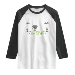 Funny Jimothy The Raccoon Raglan Shirt Pixel Art Retro Gaming Trash Panda Meme