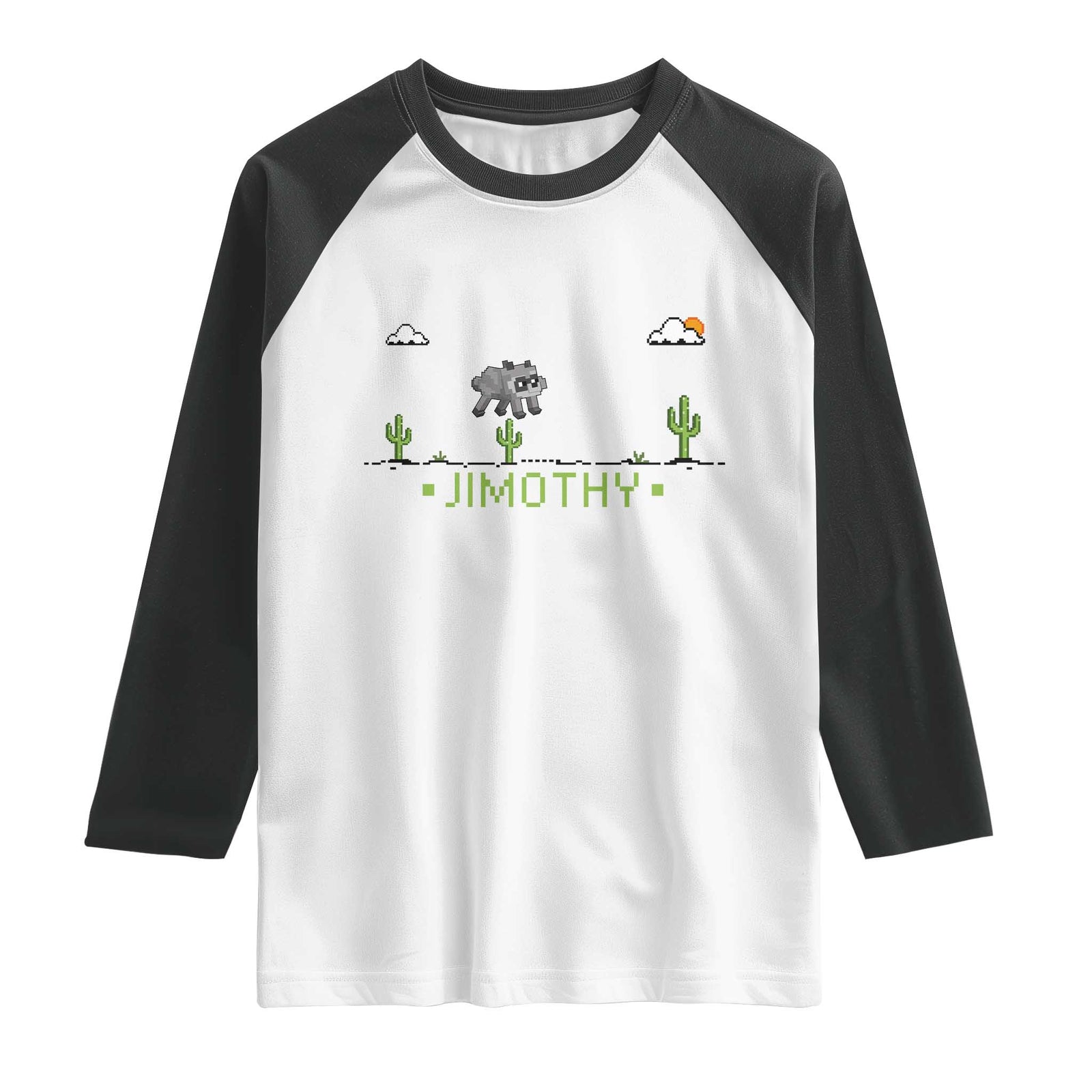 Funny Jimothy The Raccoon Raglan Shirt Pixel Art Retro Gaming Trash Panda Meme TS12 White Black Print Your Wear