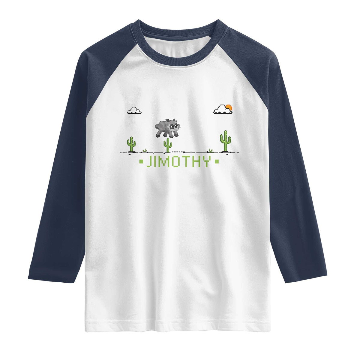 Funny Jimothy The Raccoon Raglan Shirt Pixel Art Retro Gaming Trash Panda Meme
