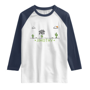 Funny Jimothy The Raccoon Raglan Shirt Pixel Art Retro Gaming Trash Panda Meme