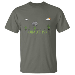 Funny Jimothy The Raccoon T Shirt Pixel Art Retro Gaming Trash Panda Meme
