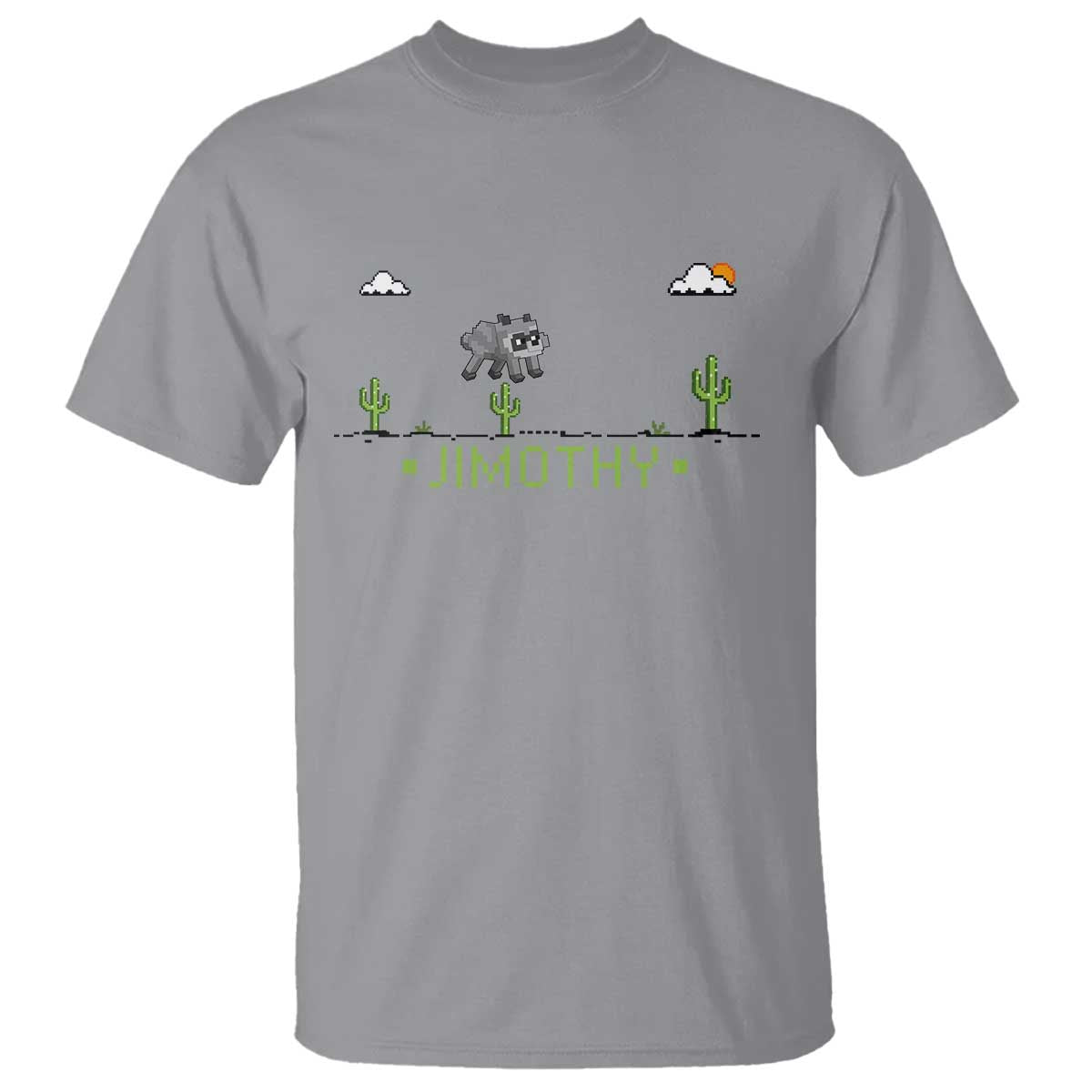 Funny Jimothy The Raccoon T Shirt Pixel Art Retro Gaming Trash Panda Meme