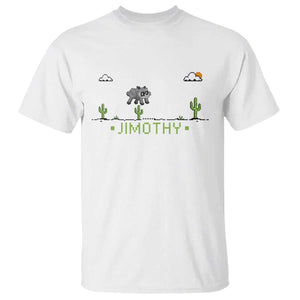 Funny Jimothy The Raccoon T Shirt Pixel Art Retro Gaming Trash Panda Meme