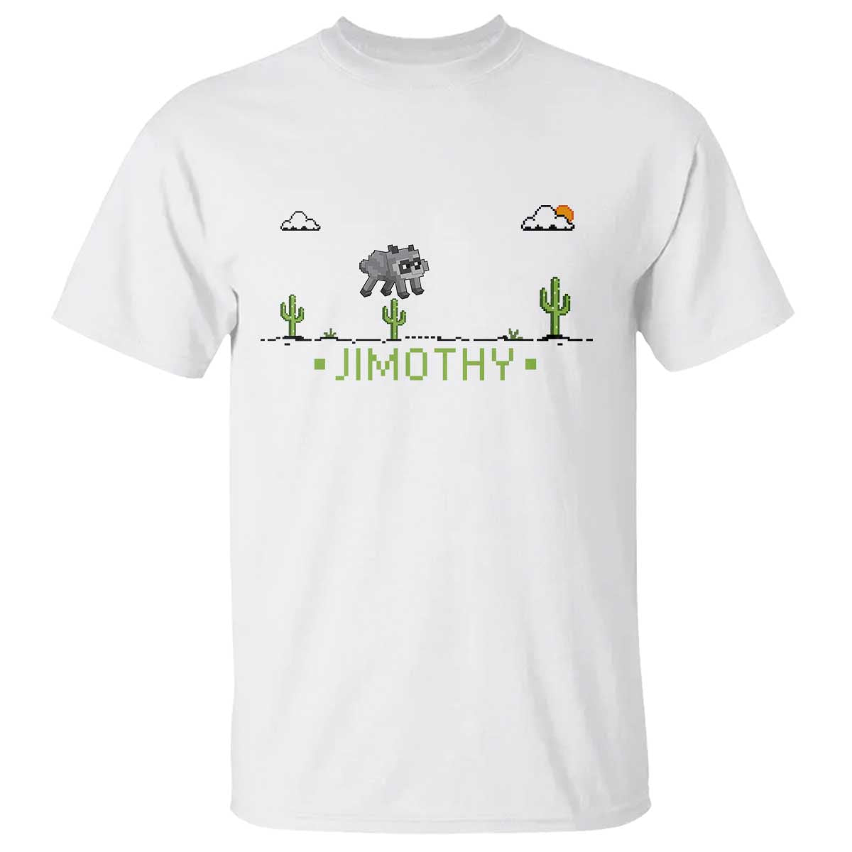 Funny Jimothy The Raccoon T Shirt Pixel Art Retro Gaming Trash Panda Meme TS12 White Print Your Wear