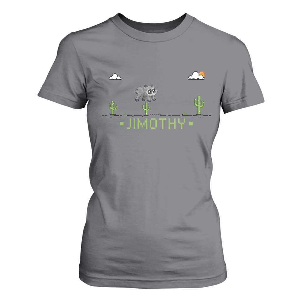 Funny Jimothy The Raccoon T Shirt For Women Pixel Art Retro Gaming Trash Panda Meme