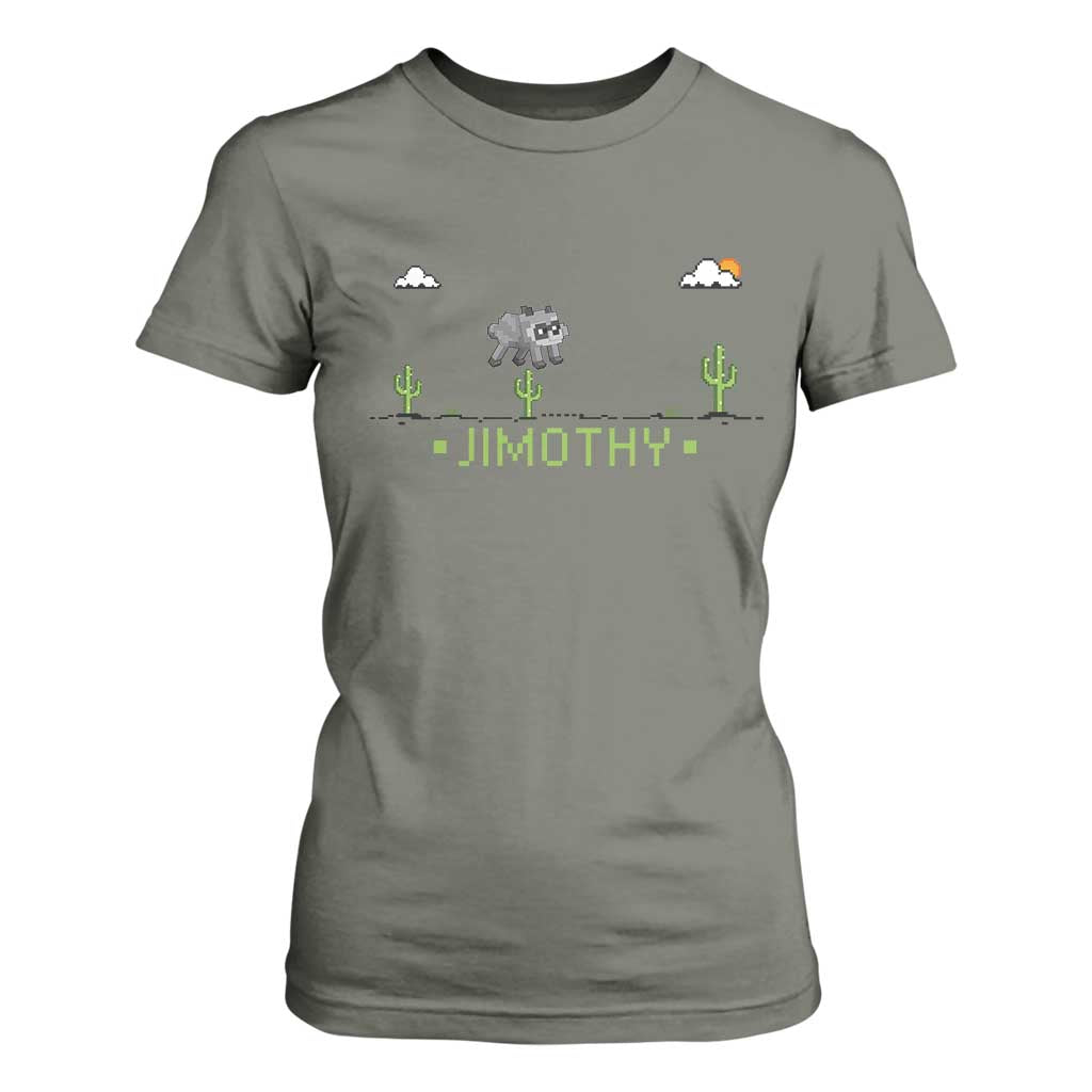 Funny Jimothy The Raccoon T Shirt For Women Pixel Art Retro Gaming Trash Panda Meme