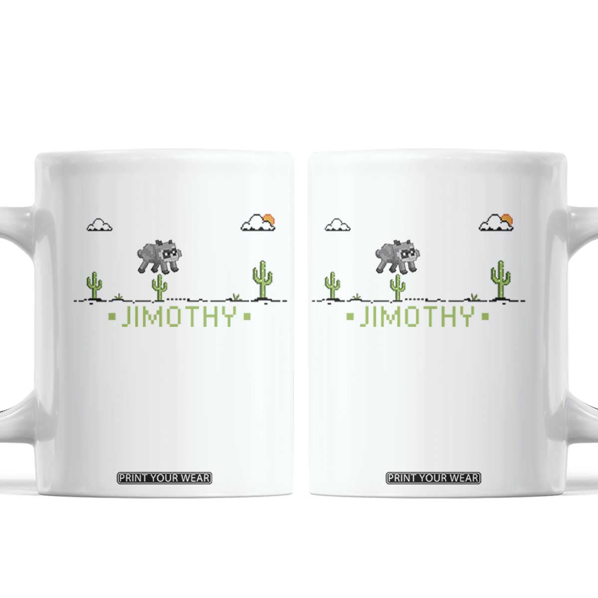 Funny Jimothy The Raccoon Coffee Mug Pixel Art Retro Gaming Trash Panda Meme TS12 White Print Your Wear