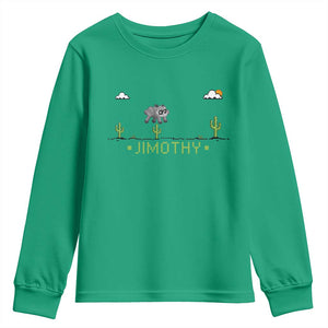 Funny Jimothy The Raccoon Youth Sweatshirt Pixel Art Retro Gaming Trash Panda Meme