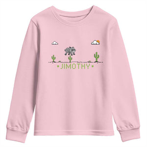 Funny Jimothy The Raccoon Youth Sweatshirt Pixel Art Retro Gaming Trash Panda Meme