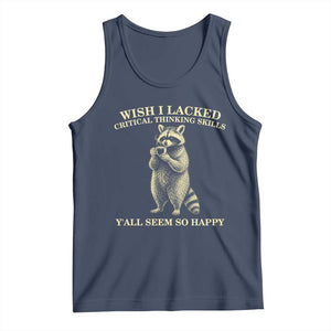 Funny Raccoon Coffee Drinker Tank Top Wish I Lacked Critical Thinking Skills