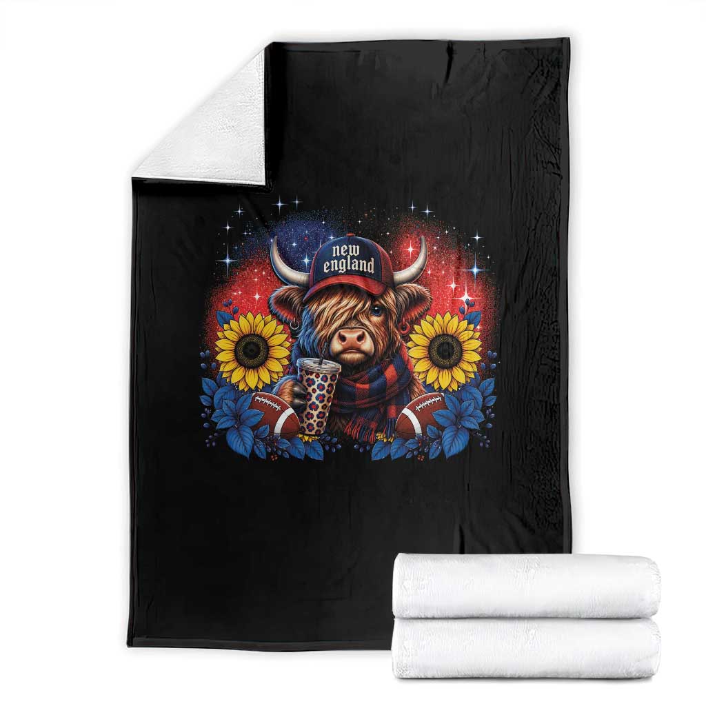 Cute Highland Cow Game Day Throw Blanket New England Sports Fan Gift TS12 Black Print Your Wear