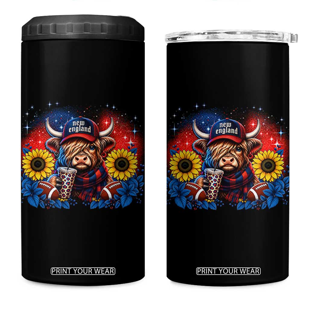 Cute Highland Cow Game Day 4 in 1 Can Cooler Tumbler New England Sports Fan Gift TS12 One Size: 16 oz Black Print Your Wear