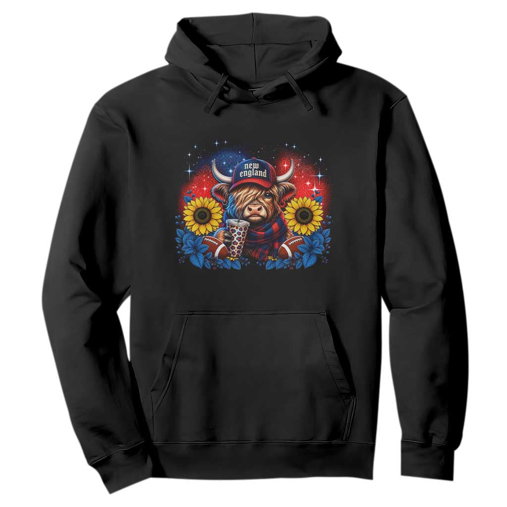 Cute Highland Cow Game Day Hoodie New England Sports Fan Gift TS12 Black Print Your Wear