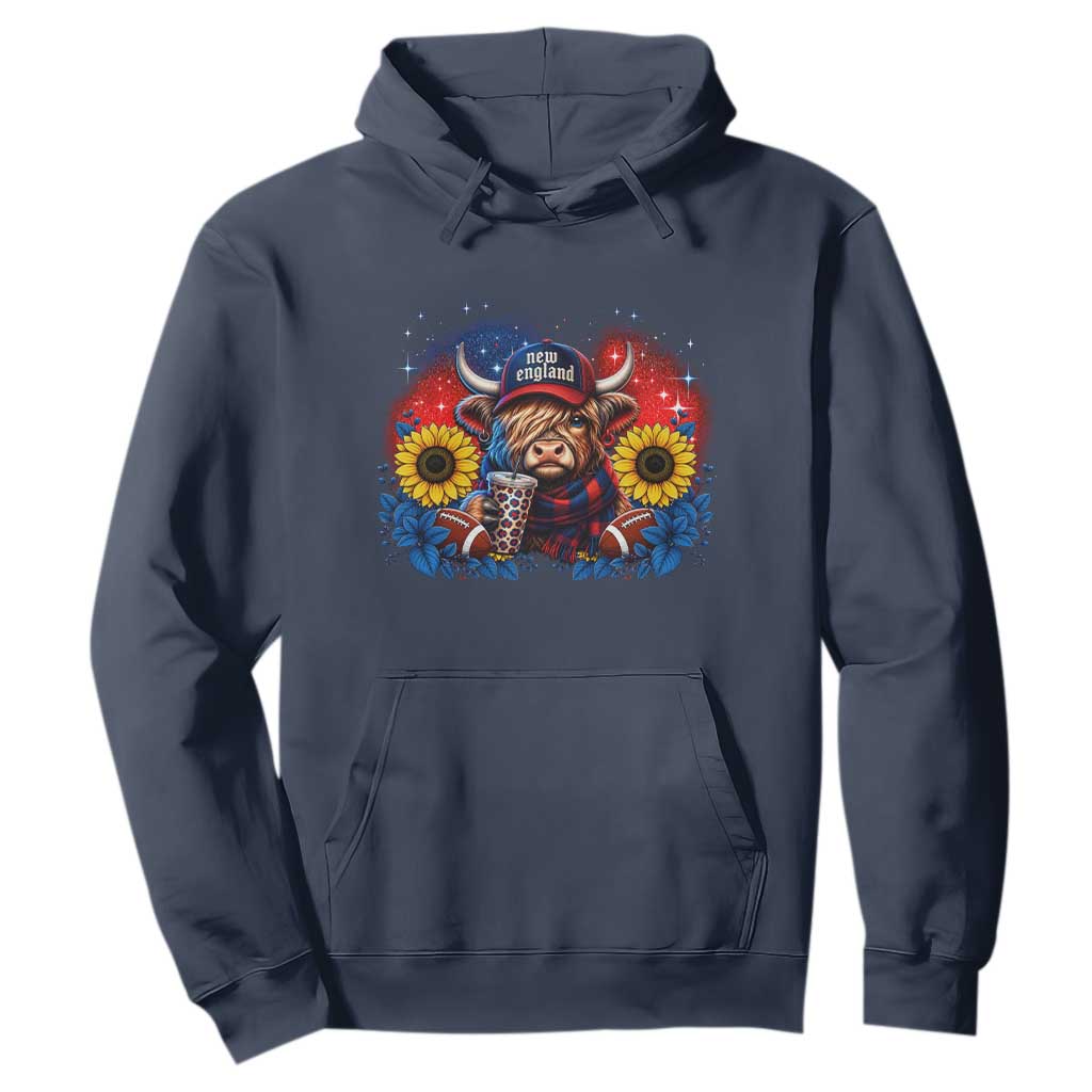 Cute Highland Cow Game Day Hoodie New England Sports Fan Gift TS12 Navy Print Your Wear