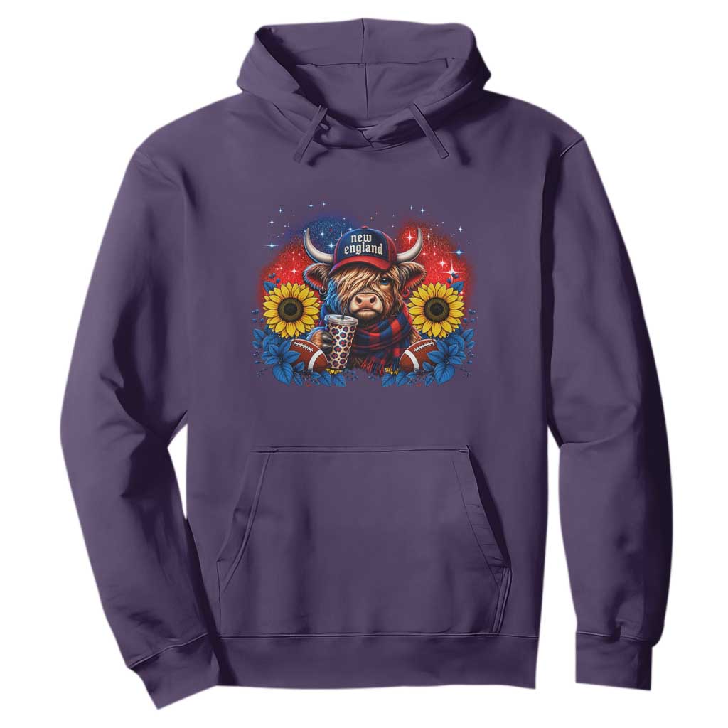 Cute Highland Cow Game Day Hoodie New England Sports Fan Gift TS12 Purple Print Your Wear