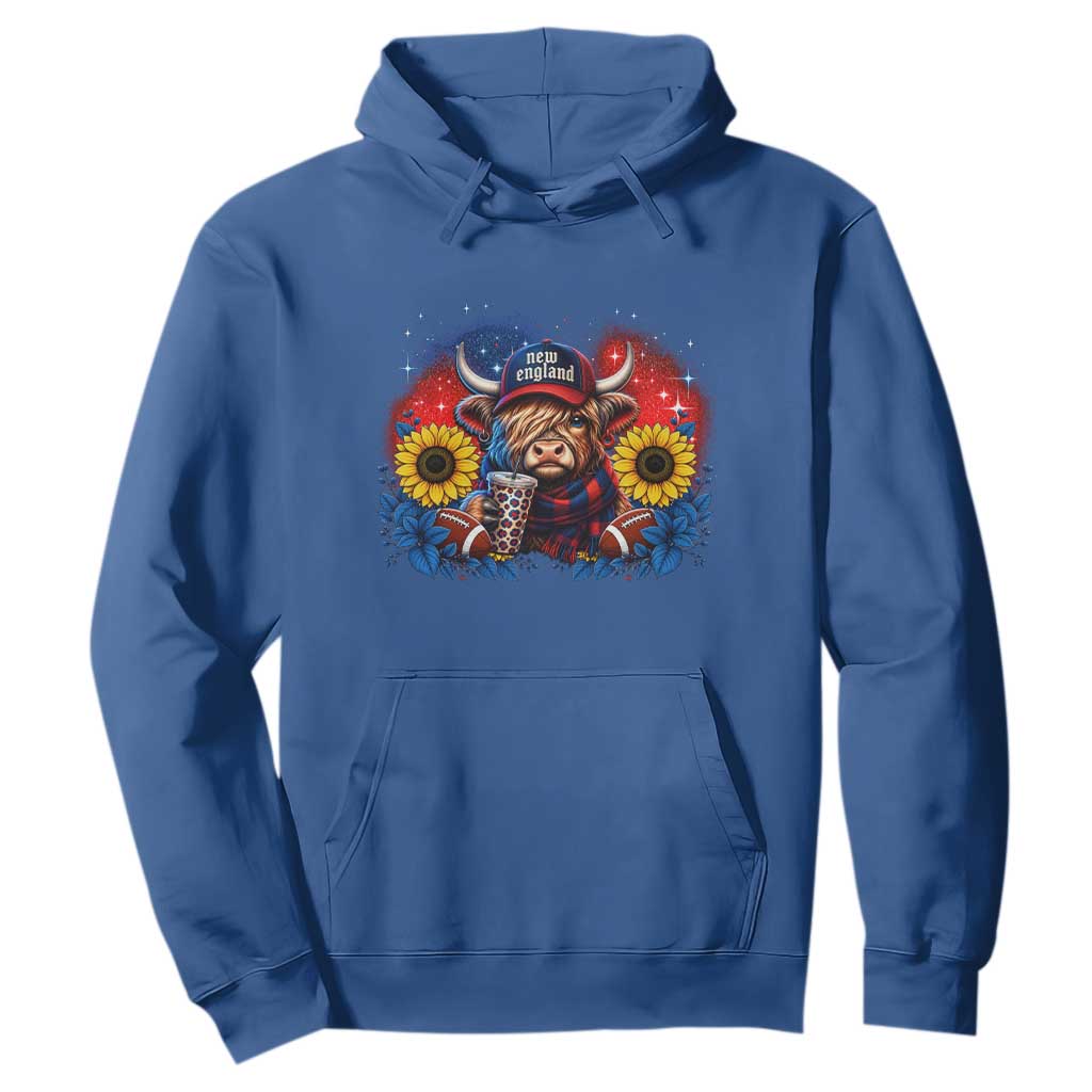 Cute Highland Cow Game Day Hoodie New England Sports Fan Gift TS12 Royal Blue Print Your Wear