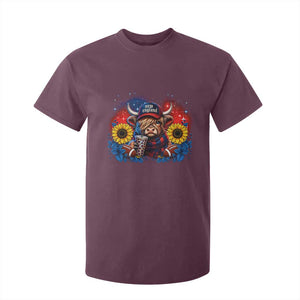 Cute Highland Cow Game Day T Shirt For Kid New England Sports Fan Gift TS12 Maroon Print Your Wear