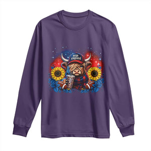 Cute Highland Cow Game Day Long Sleeve Shirt New England Sports Fan Gift TS12 Purple Print Your Wear