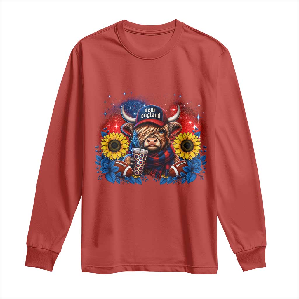 Cute Highland Cow Game Day Long Sleeve Shirt New England Sports Fan Gift TS12 Red Print Your Wear