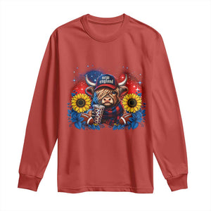 Cute Highland Cow Game Day Long Sleeve Shirt New England Sports Fan Gift TS12 Red Print Your Wear