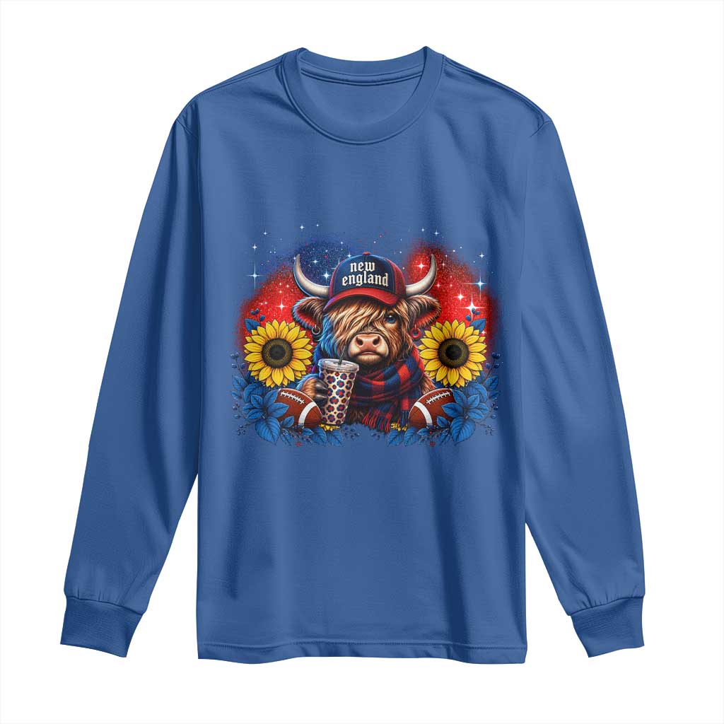 Cute Highland Cow Game Day Long Sleeve Shirt New England Sports Fan Gift TS12 Royal Blue Print Your Wear