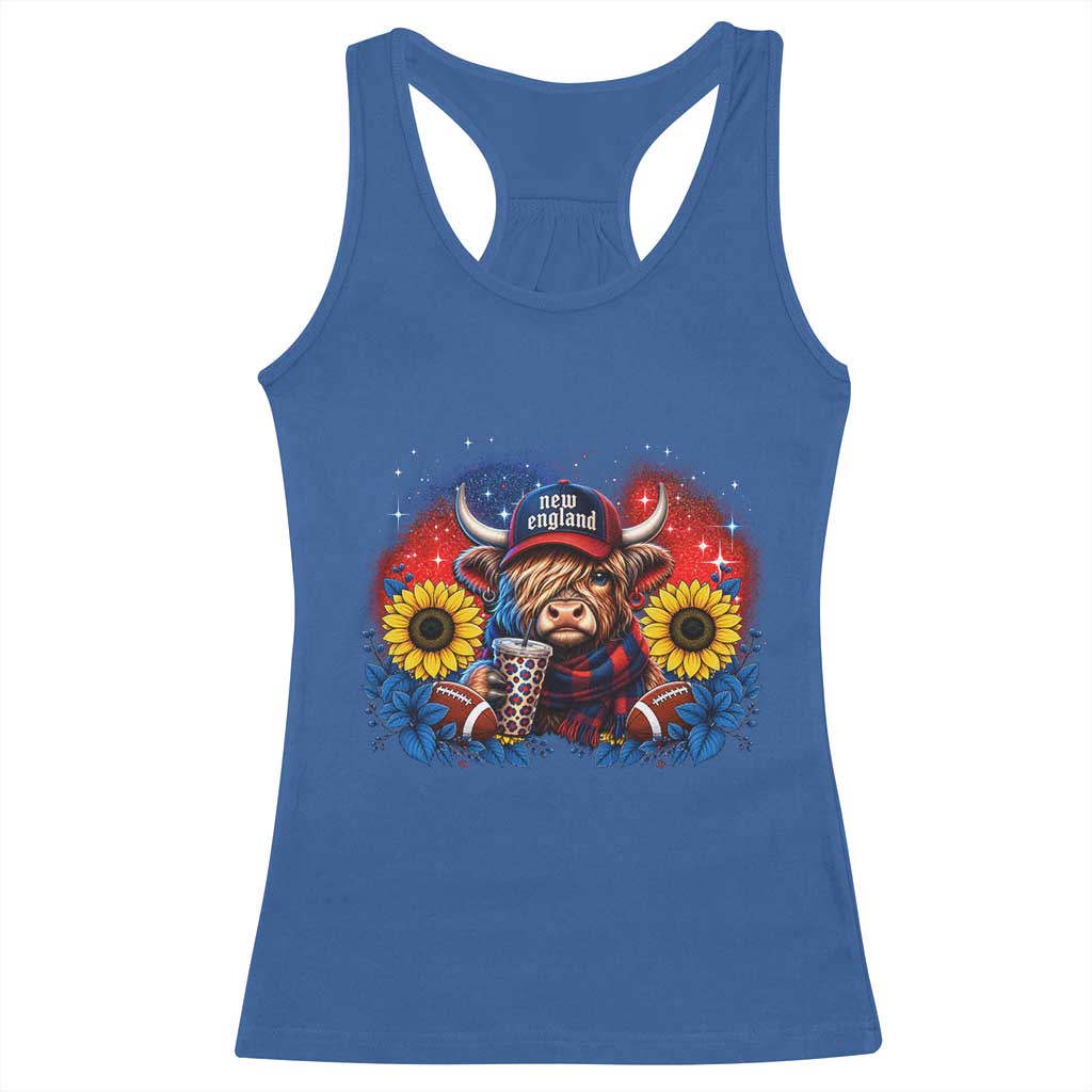 Cute Highland Cow Game Day Racerback Tank Top New England Sports Fan Gift TS12 Royal Blue Print Your Wear