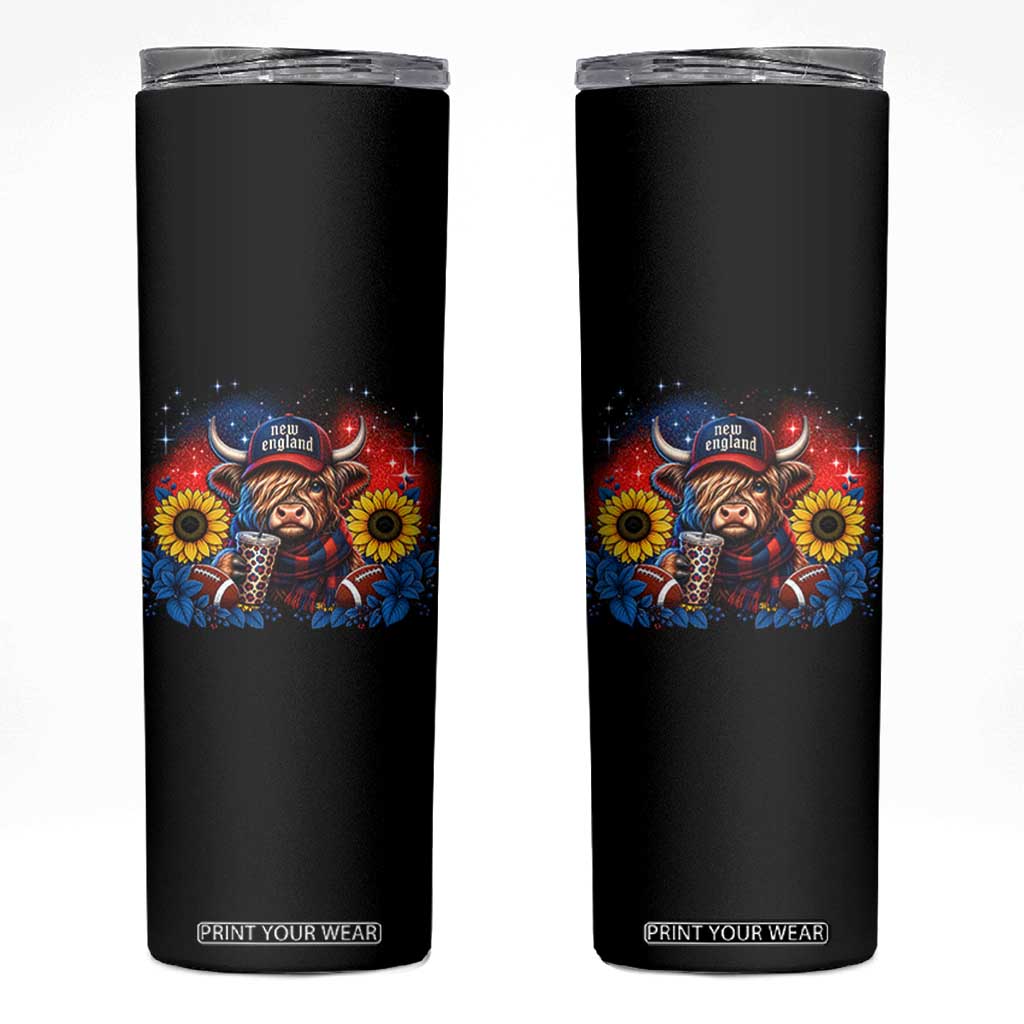 Cute Highland Cow Game Day Skinny Tumbler New England Sports Fan Gift TS12 Black Print Your Wear