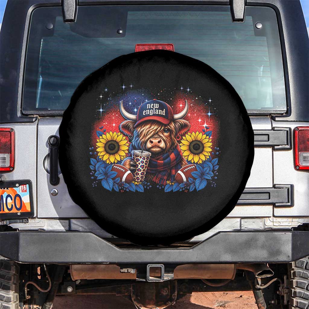 Cute Highland Cow Game Day Spare Tire Cover New England Sports Fan Gift TS12 No hole Black Print Your Wear