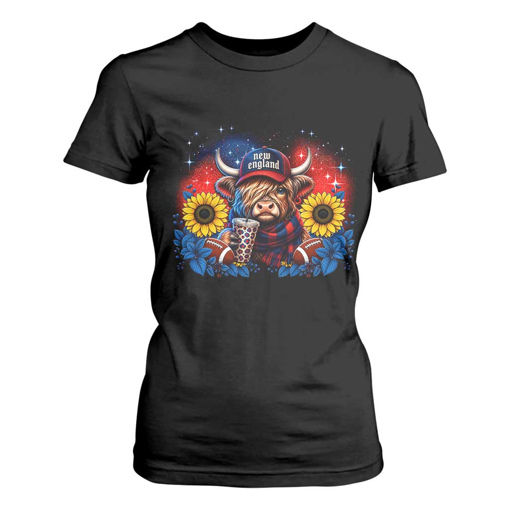 Cute Highland Cow Game Day T Shirt For Women New England Sports Fan Gift TS12 Black Print Your Wear