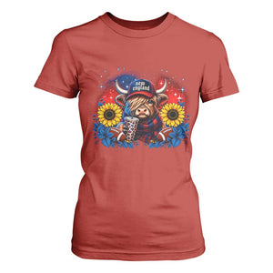 Cute Highland Cow Game Day T Shirt For Women New England Sports Fan Gift TS12 Red Print Your Wear