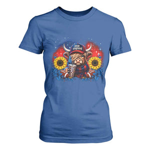 Cute Highland Cow Game Day T Shirt For Women New England Sports Fan Gift TS12 Royal Blue Print Your Wear
