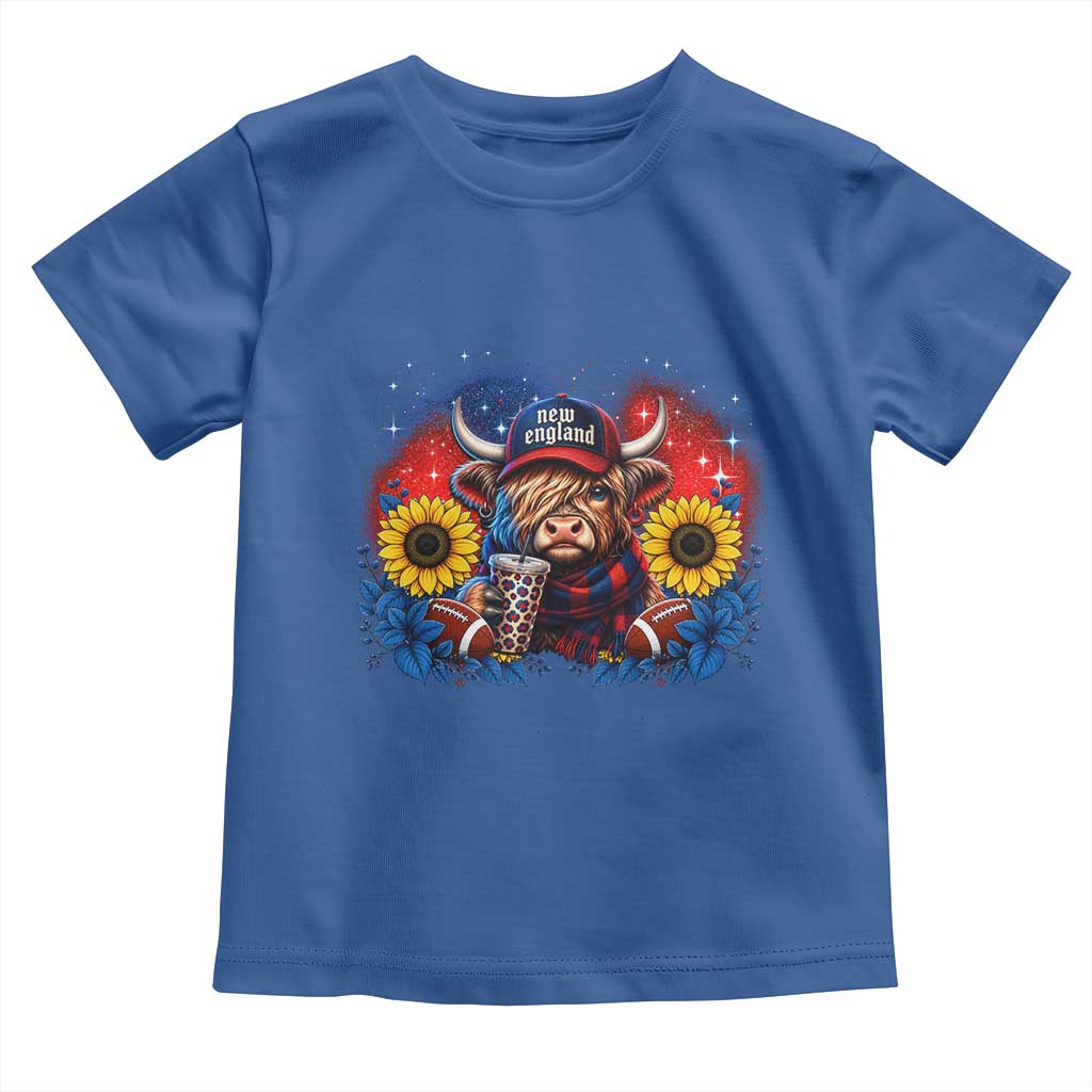 Cute Highland Cow Game Day Toddler T Shirt New England Sports Fan Gift TS12 Royal Blue Print Your Wear