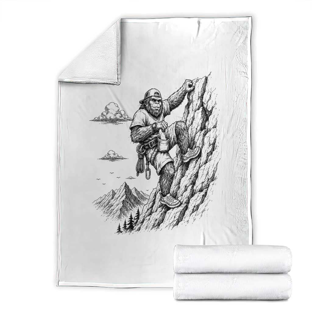 Funny Bigfoot Mountain Climber Throw Blanket Outdoor Hiking Adventure TS12 White Print Your Wear