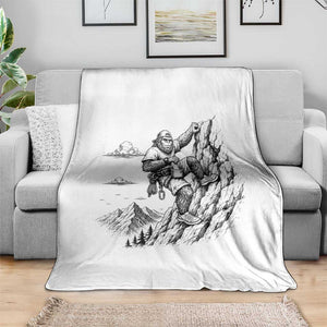Funny Bigfoot Mountain Climber Throw Blanket Outdoor Hiking Adventure