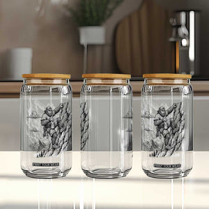 Funny Bigfoot Mountain Climber Glass Can Outdoor Hiking Adventure
