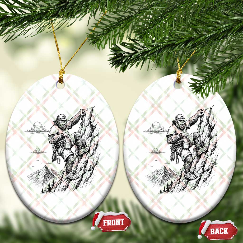 Funny Bigfoot Mountain Climber Ceramic Ornament Outdoor Hiking Adventure