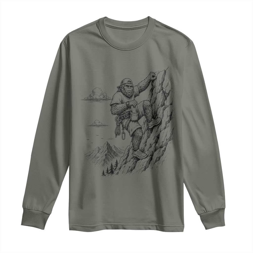 Funny Bigfoot Mountain Climber Long Sleeve Shirt Outdoor Hiking Adventure