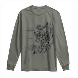 Funny Bigfoot Mountain Climber Long Sleeve Shirt Outdoor Hiking Adventure