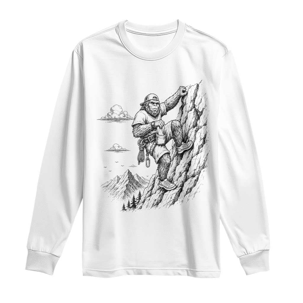 Funny Bigfoot Mountain Climber Long Sleeve Shirt Outdoor Hiking Adventure TS12 White Print Your Wear