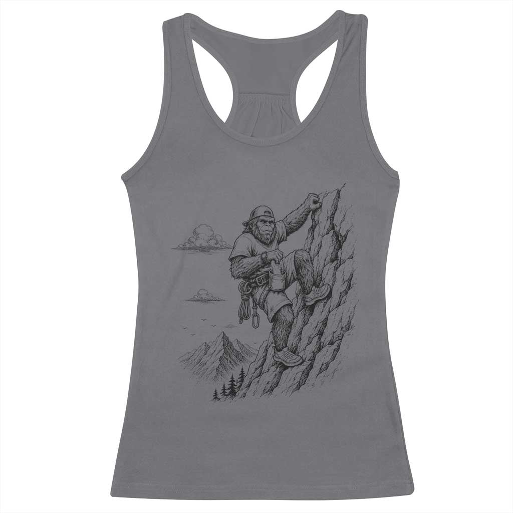 Funny Bigfoot Mountain Climber Racerback Tank Top Outdoor Hiking Adventure