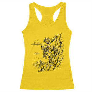 Funny Bigfoot Mountain Climber Racerback Tank Top Outdoor Hiking Adventure