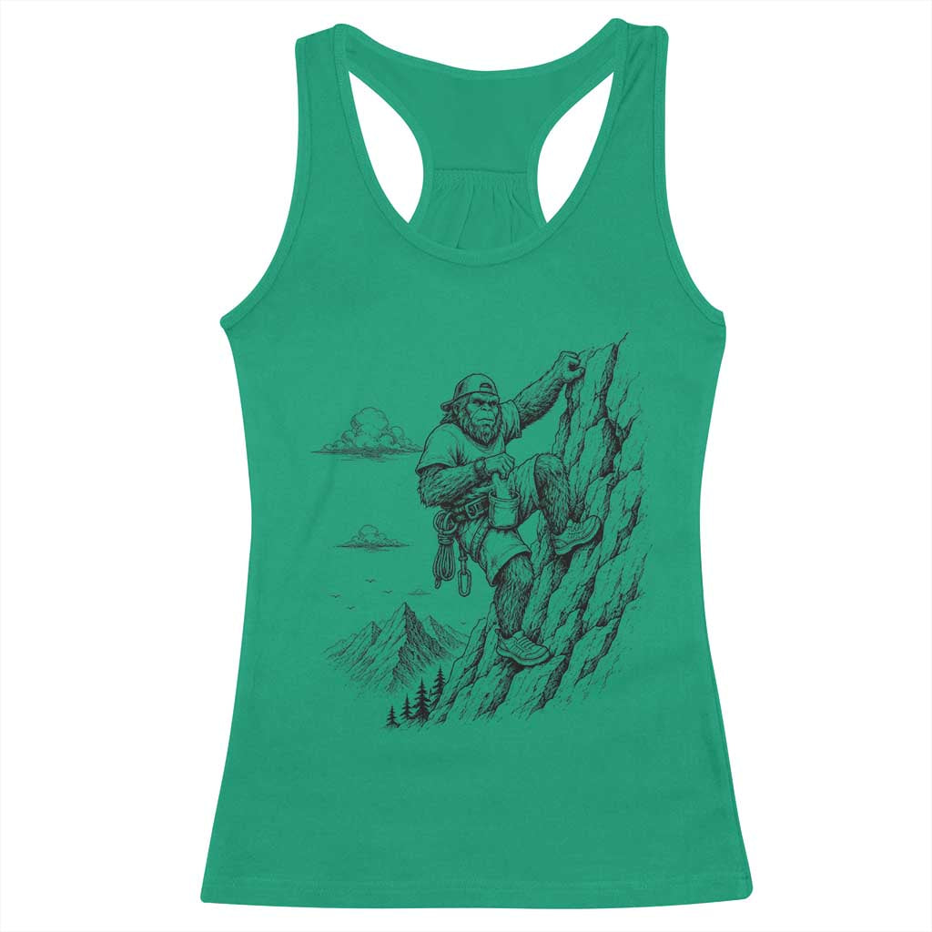 Funny Bigfoot Mountain Climber Racerback Tank Top Outdoor Hiking Adventure
